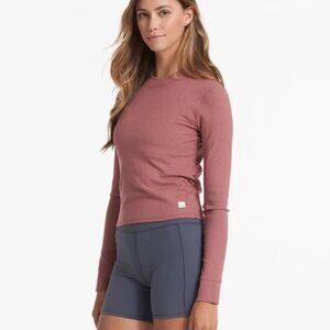 Vuori Long-Sleeve Mudra Fitted Tee in Rosewood Heather - Size Small